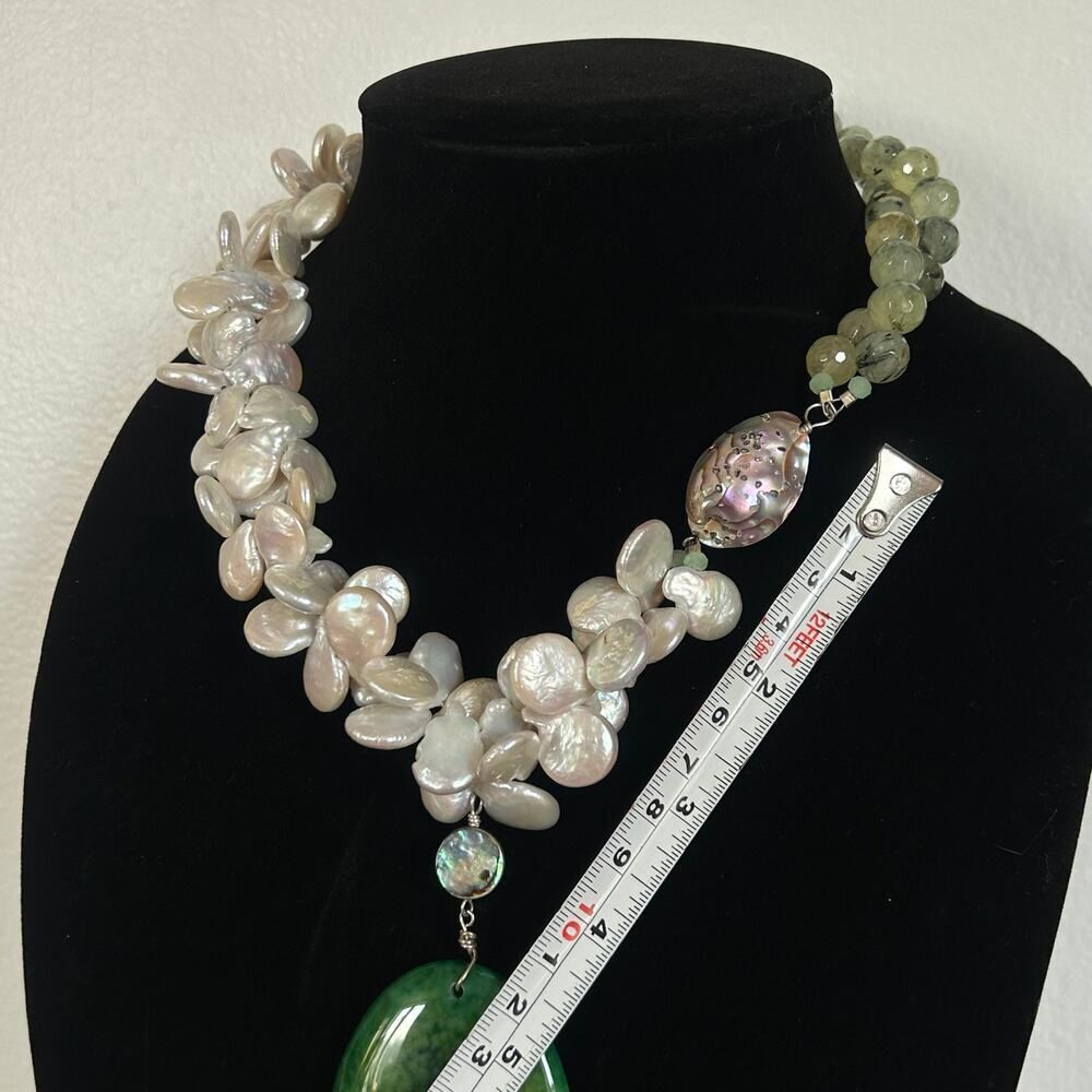 Handmade Artisan Pearl Statement Necklace - Picture 3 of 7